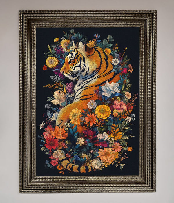 Floral Garden Tiger Framed Wall Art - Hi Society