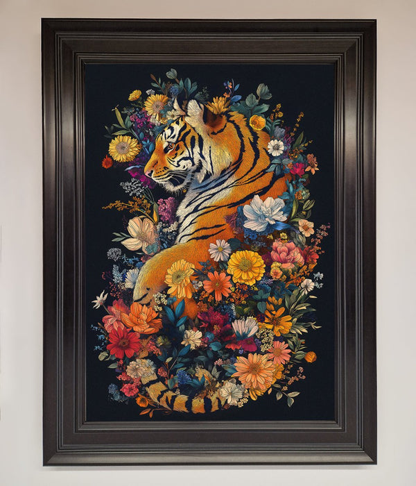 Floral Garden Tiger Framed Wall Art - Hi Society