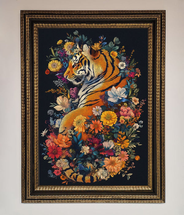 Floral Garden Tiger Framed Wall Art - Hi Society