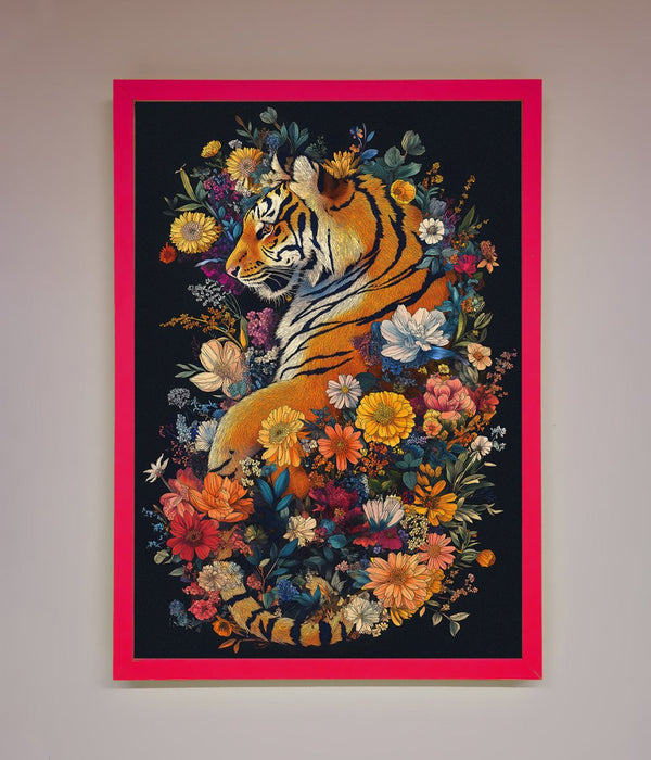 Floral Garden Tiger Framed Wall Art - Hi Society