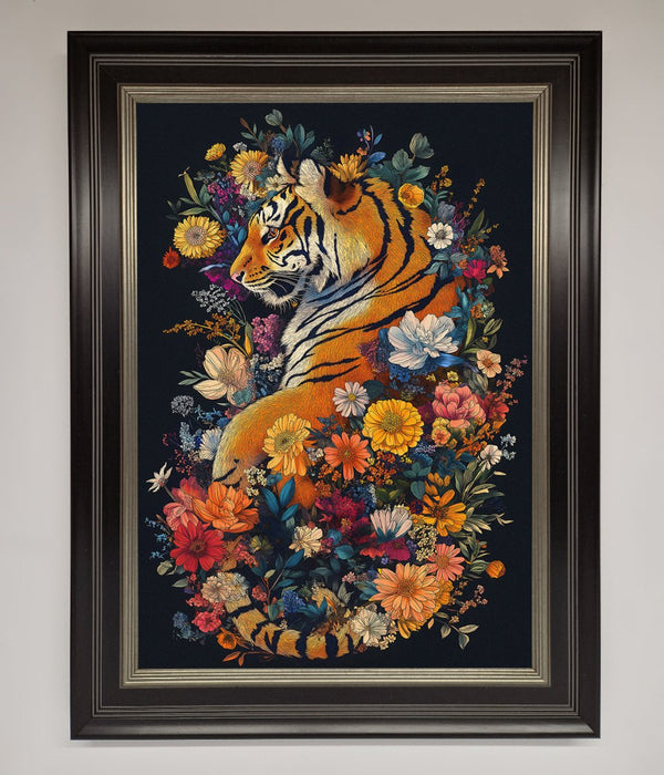 Floral Garden Tiger Framed Wall Art - Hi Society