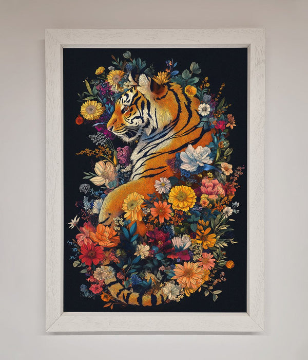 Floral Garden Tiger Framed Wall Art - Hi Society