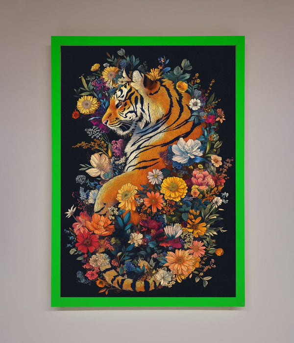 Floral Garden Tiger Framed Wall Art - Hi Society