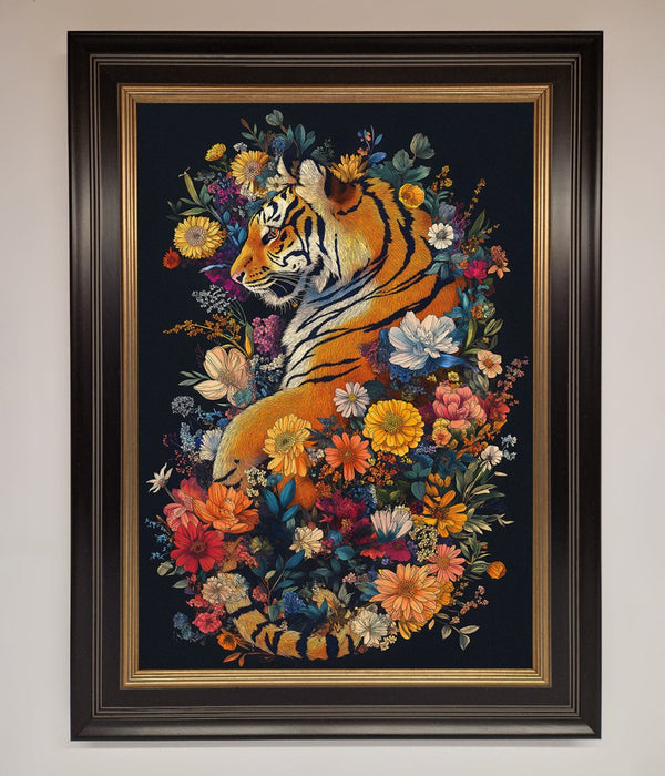 Floral Garden Tiger Framed Wall Art - Hi Society