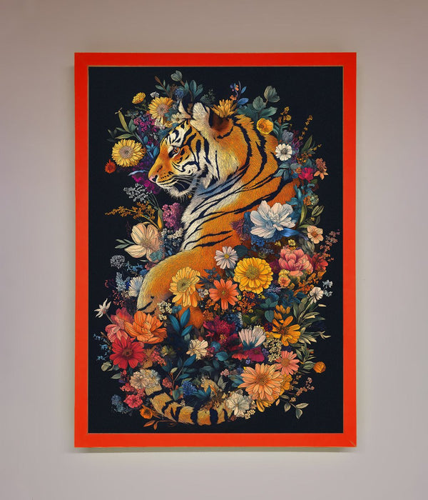 Floral Garden Tiger Framed Wall Art - Hi Society