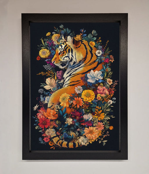 Floral Garden Tiger Framed Wall Art - Hi Society