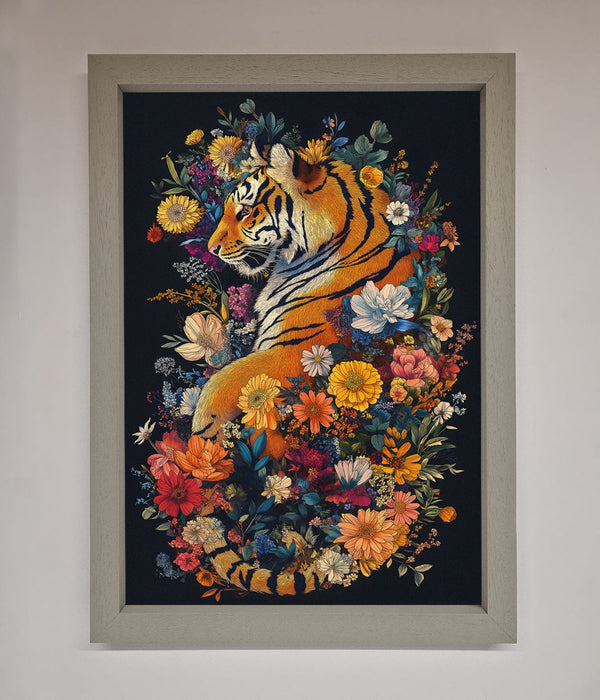 Floral Garden Tiger Framed Wall Art - Hi Society
