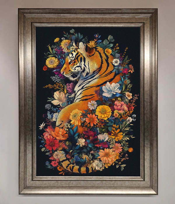 Floral Garden Tiger Framed Wall Art - Hi Society