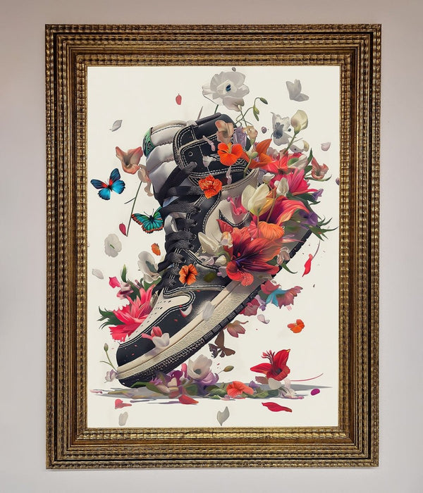 Floral Sneakers Framed Print - Hi Society
