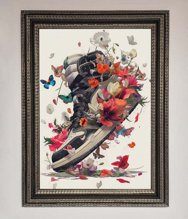 Floral Sneakers Framed Print - Hi Society