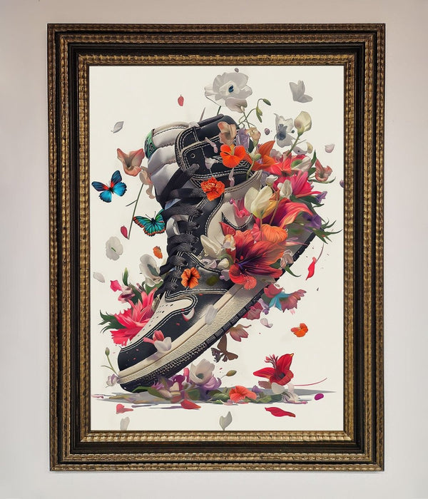 Floral Sneakers Framed Print - Hi Society