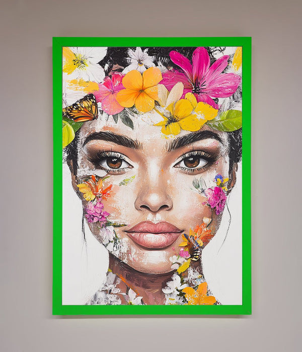 Floral Woman Face Framed Print - Hi Society
