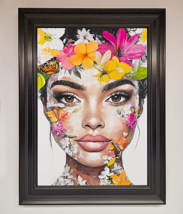 Floral Woman Face Framed Print - Hi Society