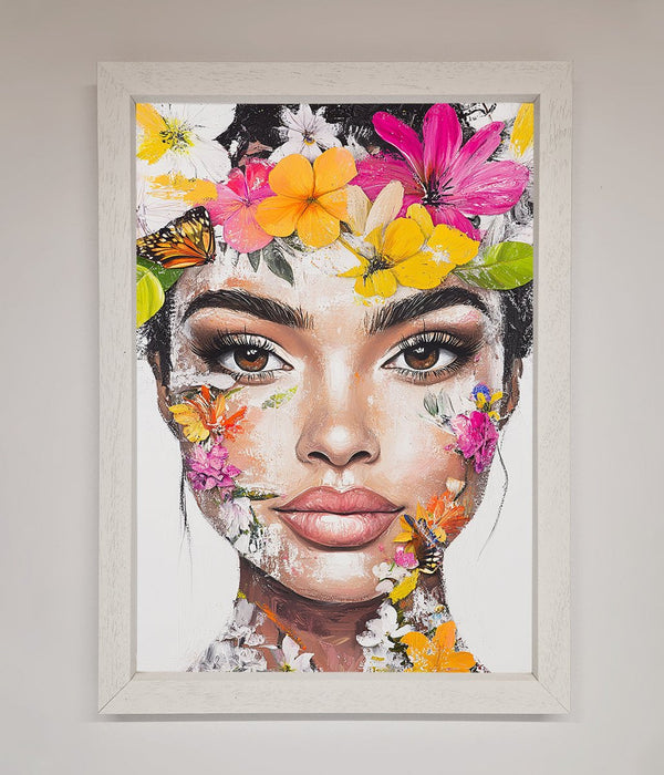 Floral Woman Face Framed Print - Hi Society