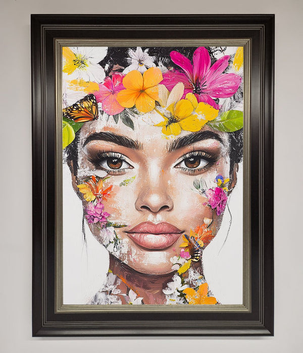 Floral Woman Face Framed Print - Hi Society