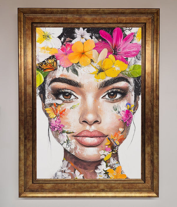 Floral Woman Face Framed Print - Hi Society