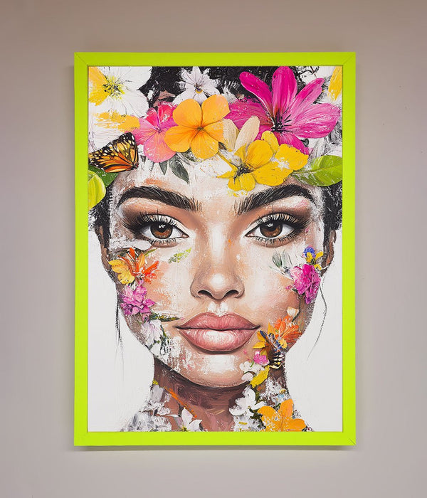 Floral Woman Face Framed Print - Hi Society