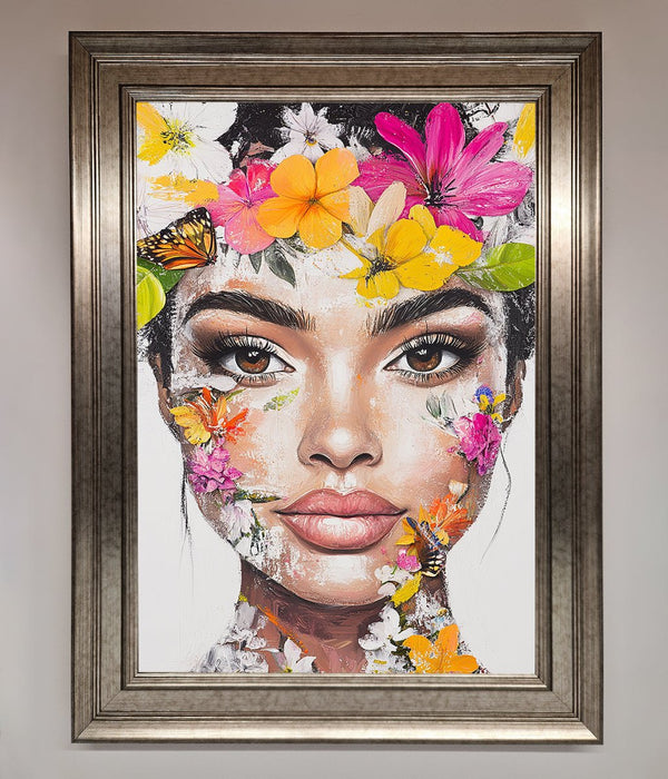 Floral Woman Face Framed Print - Hi Society