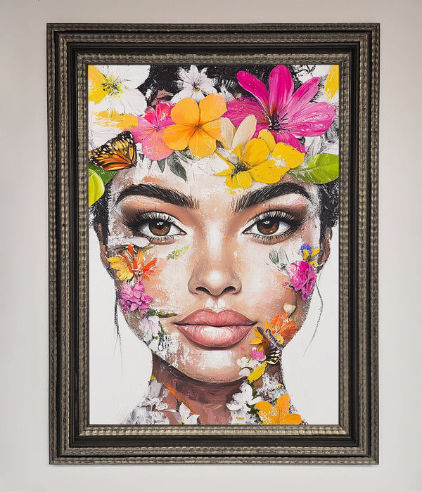 Floral Woman Face Framed Print - Hi Society