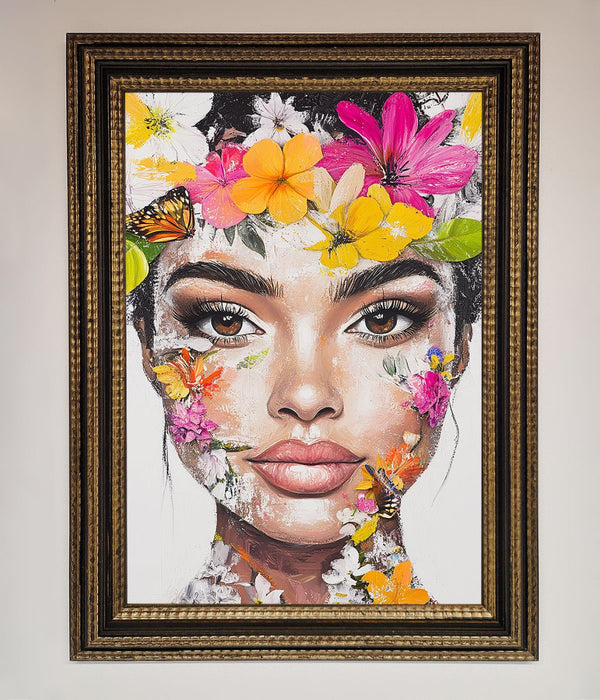 Floral Woman Face Framed Print - Hi Society