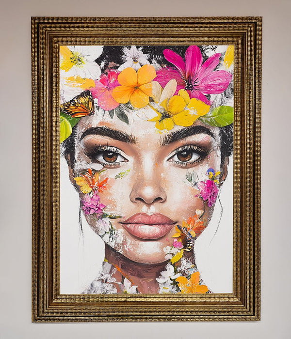 Floral Woman Face Framed Print - Hi Society