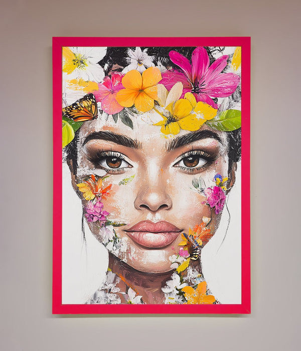 Floral Woman Face Framed Print - Hi Society