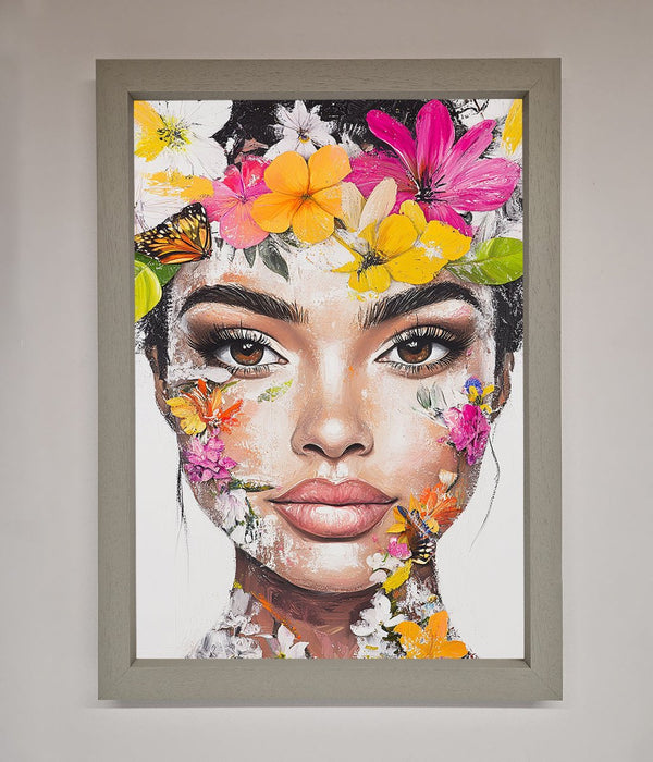 Floral Woman Face Framed Print - Hi Society