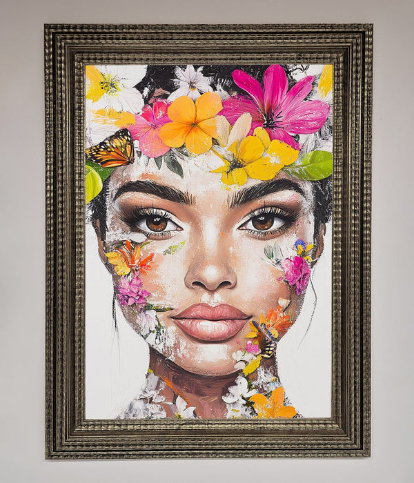 Floral Woman Face Framed Print - Hi Society