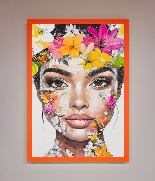 Floral Woman Face Framed Print - Hi Society