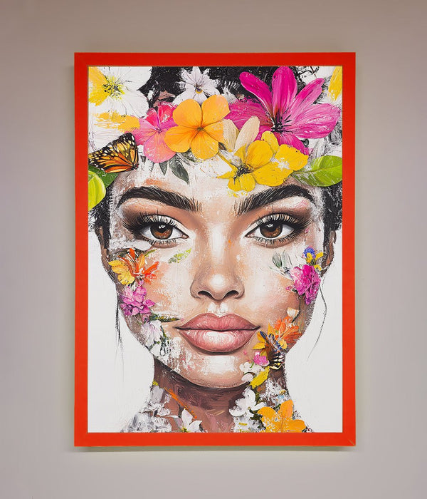 Floral Woman Face Framed Print - Hi Society