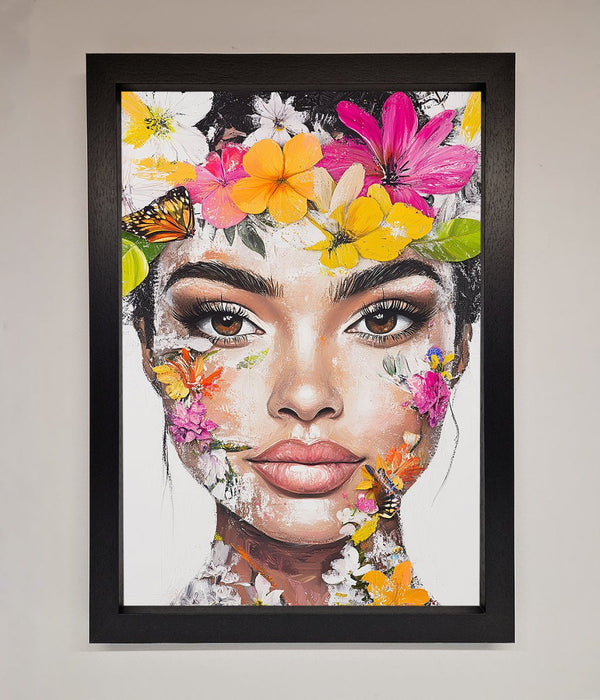 Floral Woman Face Framed Print - Hi Society