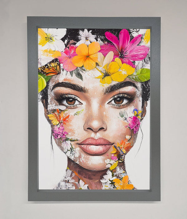 Floral Woman Face Framed Print - Hi Society