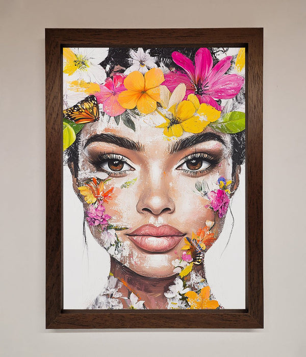 Floral Woman Face Framed Print - Hi Society
