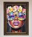 Floral Woman With Glasses and Pink Lips Framed Print - Hi Society