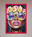 Floral Woman With Glasses and Pink Lips Framed Print - Hi Society