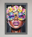 Floral Woman With Glasses and Pink Lips Framed Print - Hi Society