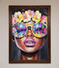 Floral Woman With Glasses and Pink Lips Framed Print - Hi Society