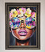 Floral Woman With Glasses and Pink Lips Framed Print - Hi Society