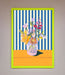 Flower Vase Blue Stripes Framed Wall Art - Hi Society