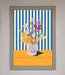 Flower Vase Blue Stripes Framed Wall Art - Hi Society