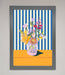 Flower Vase Blue Stripes Framed Wall Art - Hi Society