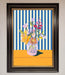 Flower Vase Blue Stripes Framed Wall Art - Hi Society