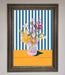 Flower Vase Blue Stripes Framed Wall Art - Hi Society