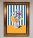 Flower Vase Blue Stripes Framed Wall Art - Hi Society