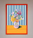 Flower Vase Blue Stripes Framed Wall Art - Hi Society