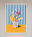 Flower Vase Blue Stripes Framed Wall Art - Hi Society