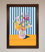 Flower Vase Blue Stripes Framed Wall Art - Hi Society