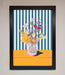 Flower Vase Blue Stripes Framed Wall Art - Hi Society