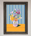 Flower Vase Blue Stripes Framed Wall Art - Hi Society