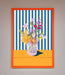 Flower Vase Blue Stripes Framed Wall Art - Hi Society